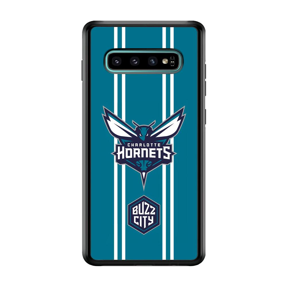 Charlotte Hornets Buzz City Pride Samsung Galaxy S10 Case-Rubber Black (2D Case)-Oxvistore