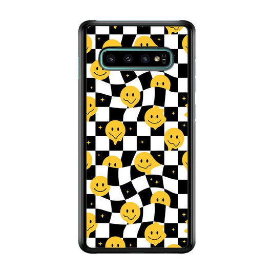 Checkmate with Smiley Pawn Samsung Galaxy S10 Case-Rubber White (2D Case)-Oxvistore