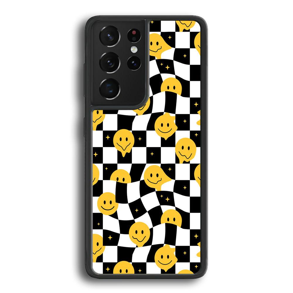 Checkmate with Smiley Pawn Samsung Galaxy S21 Ultra Case-Rubber White (2D Case)-Oxvistore