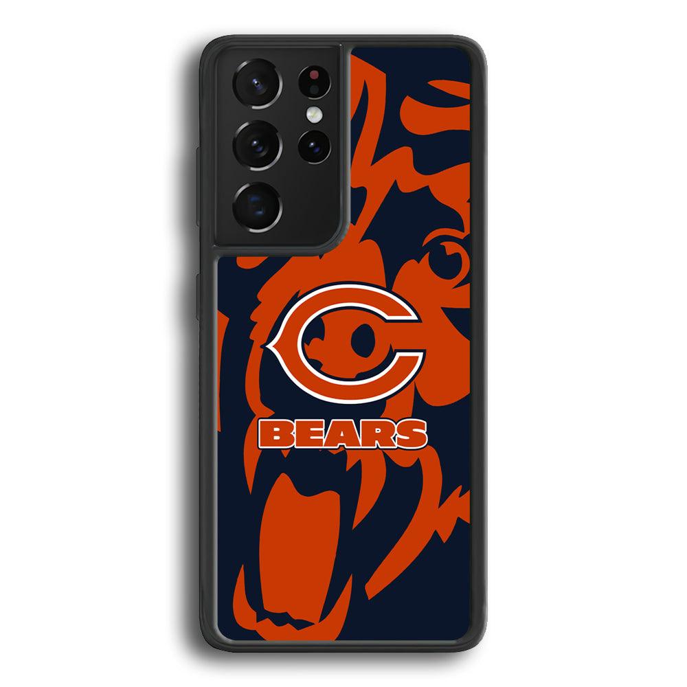 Chicago Bears Scream Silhouette Samsung Galaxy S21 Ultra Case-Rubber Black (2D Case)-Oxvistore