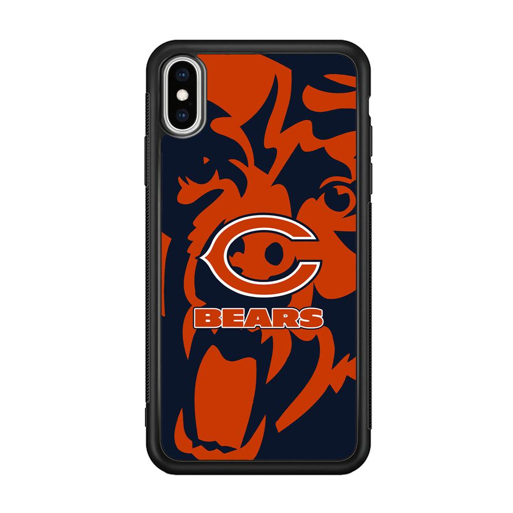 Chicago Bears Scream Silhouette iPhone Xs Max Case-Rubber Black (2D Case)-Oxvistore