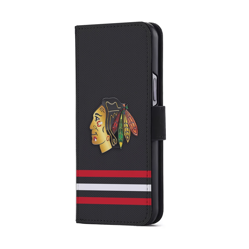 Chicago Blackhawks Pattern Flip Wallet Phone Case