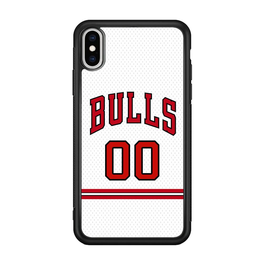 Chicago Bulls Red Line Jersey iPhone X Case-Rubber Black (2D Case)-Oxvistore