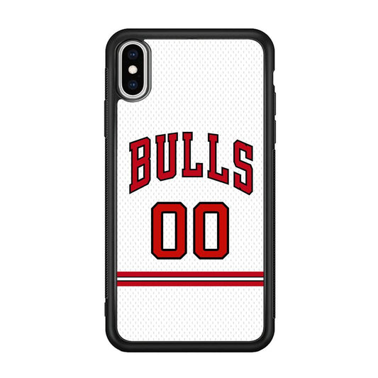 Chicago Bulls Red Line Jersey iPhone X Case-Rubber Black (2D Case)-Oxvistore
