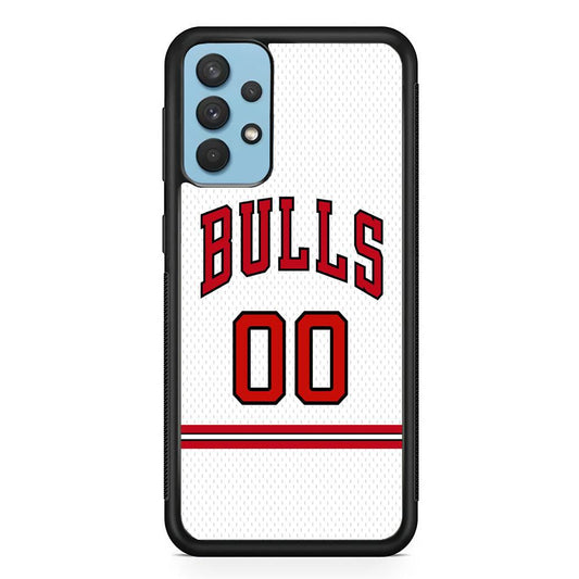Chicago Bulls Red Line Jersey Samsung Galaxy A32 Case-Rubber Black (2D Case)-Oxvistore