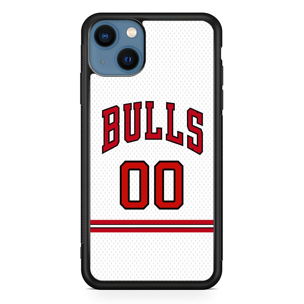 Chicago Bulls Red Line Jersey iPhone 14 Case-Rubber Black (2D Case)-Oxvistore