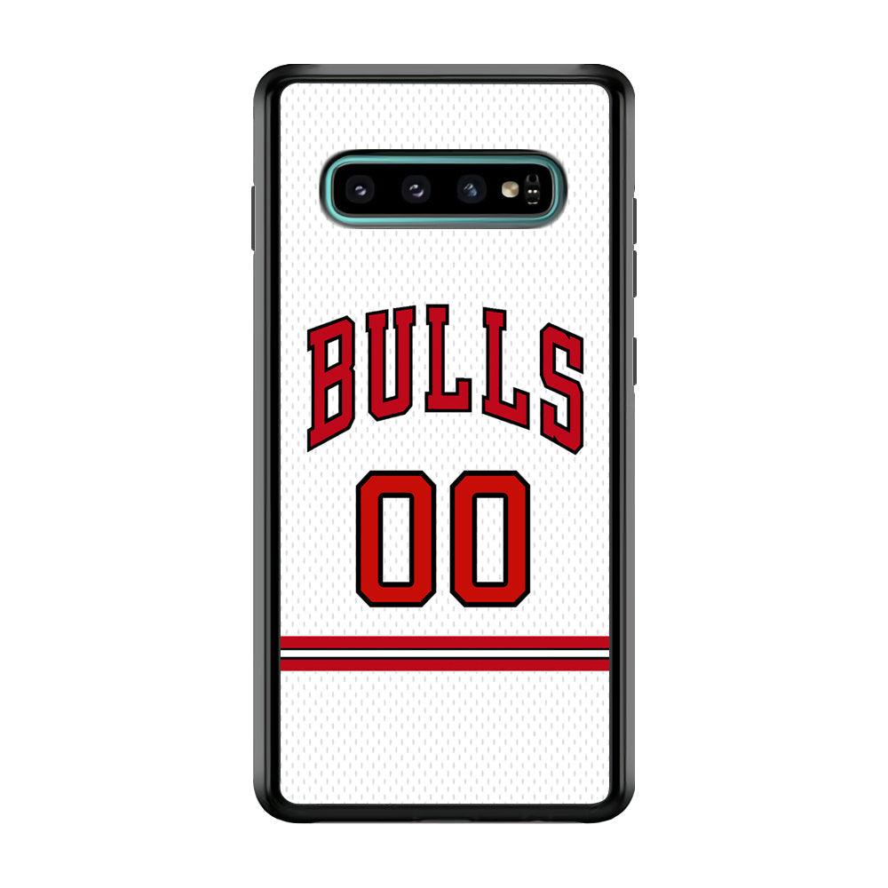 Chicago Bulls Red Line Jersey Samsung Galaxy S10 Case-Rubber Black (2D Case)-Oxvistore