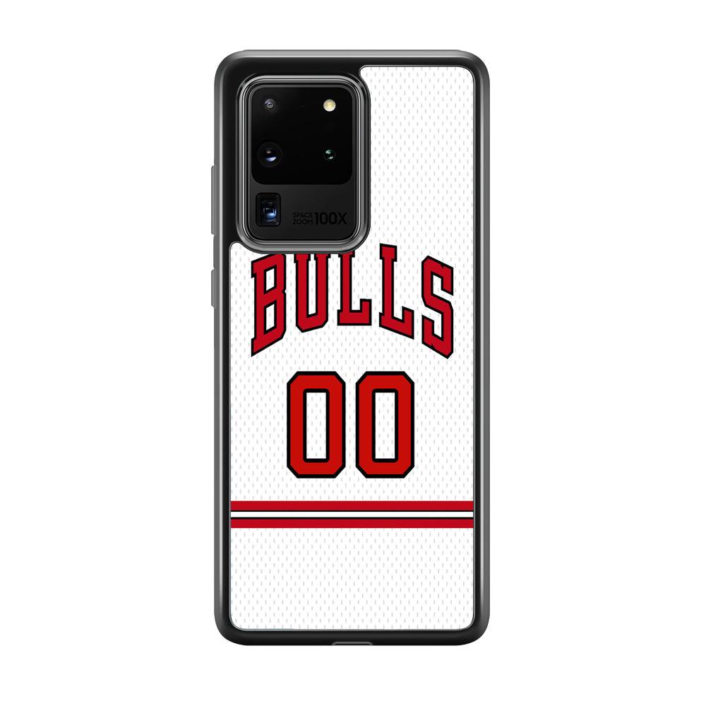 Chicago Bulls Red Line Jersey Samsung Galaxy S20 Ultra Case-Rubber Black (2D Case)-Oxvistore