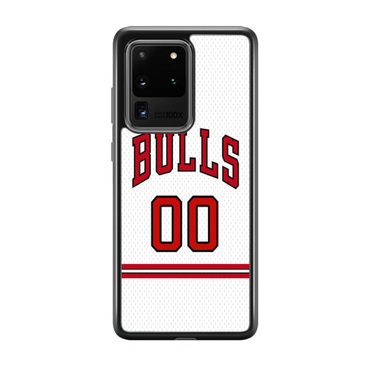 Chicago Bulls Red Line Jersey Samsung Galaxy S20 Ultra Case-Rubber Black (2D Case)-Oxvistore