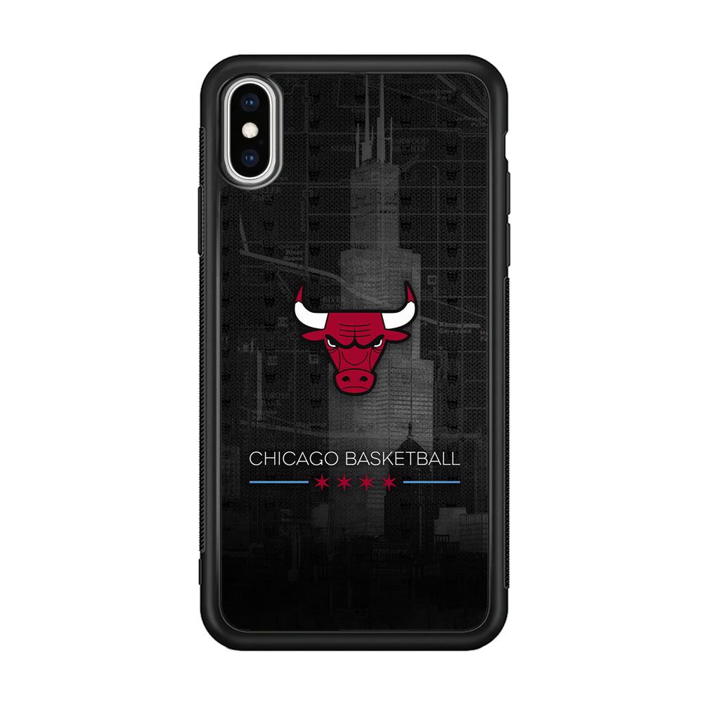 Chicago Bulls Soul of The City iPhone XS Case-Rubber Black (2D Case)-Oxvistore