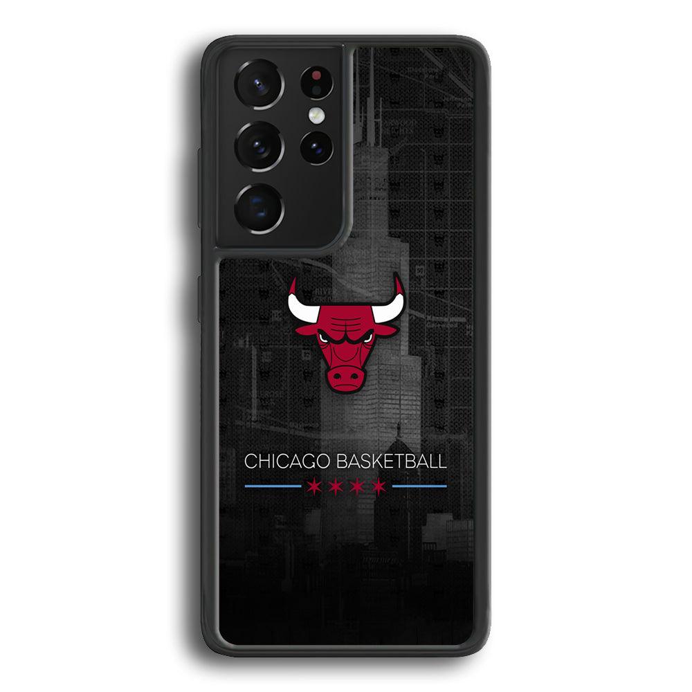 Chicago Bulls Soul of The City Samsung Galaxy S24 Ultra Case-Rubber Black (2D Case)-Oxvistore