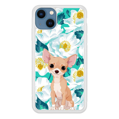 Chihuahua Dog and Flower Blue iPhone 13 Case-Oxvistore