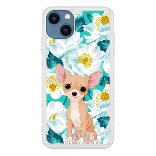 Chihuahua Dog and Flower Blue iPhone 13 Case-Oxvistore