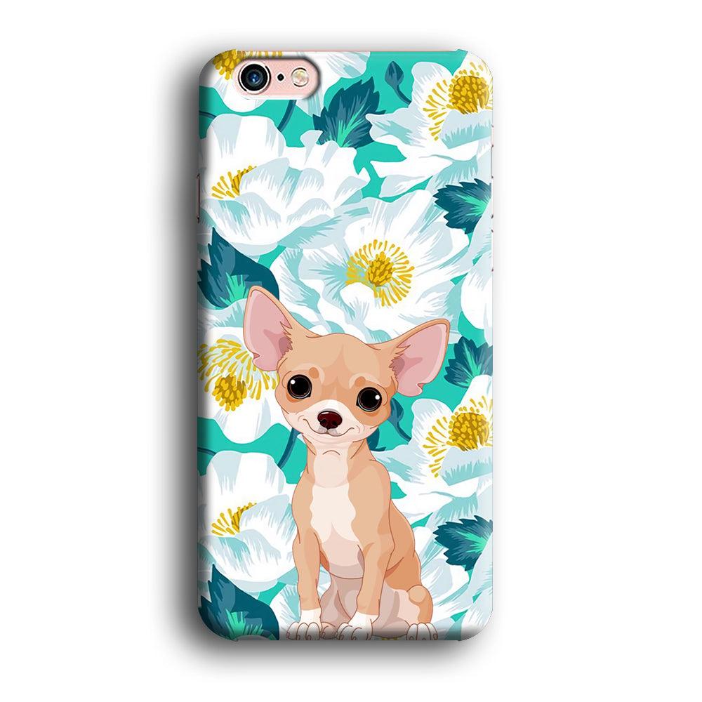 Chihuahua Dog and Flower Blue iPhone 6 | 6s Case-Oxvistore