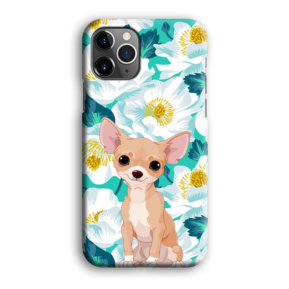 Chihuahua Dog and Flower Blue iPhone 12 Pro Max Case-Oxvistore