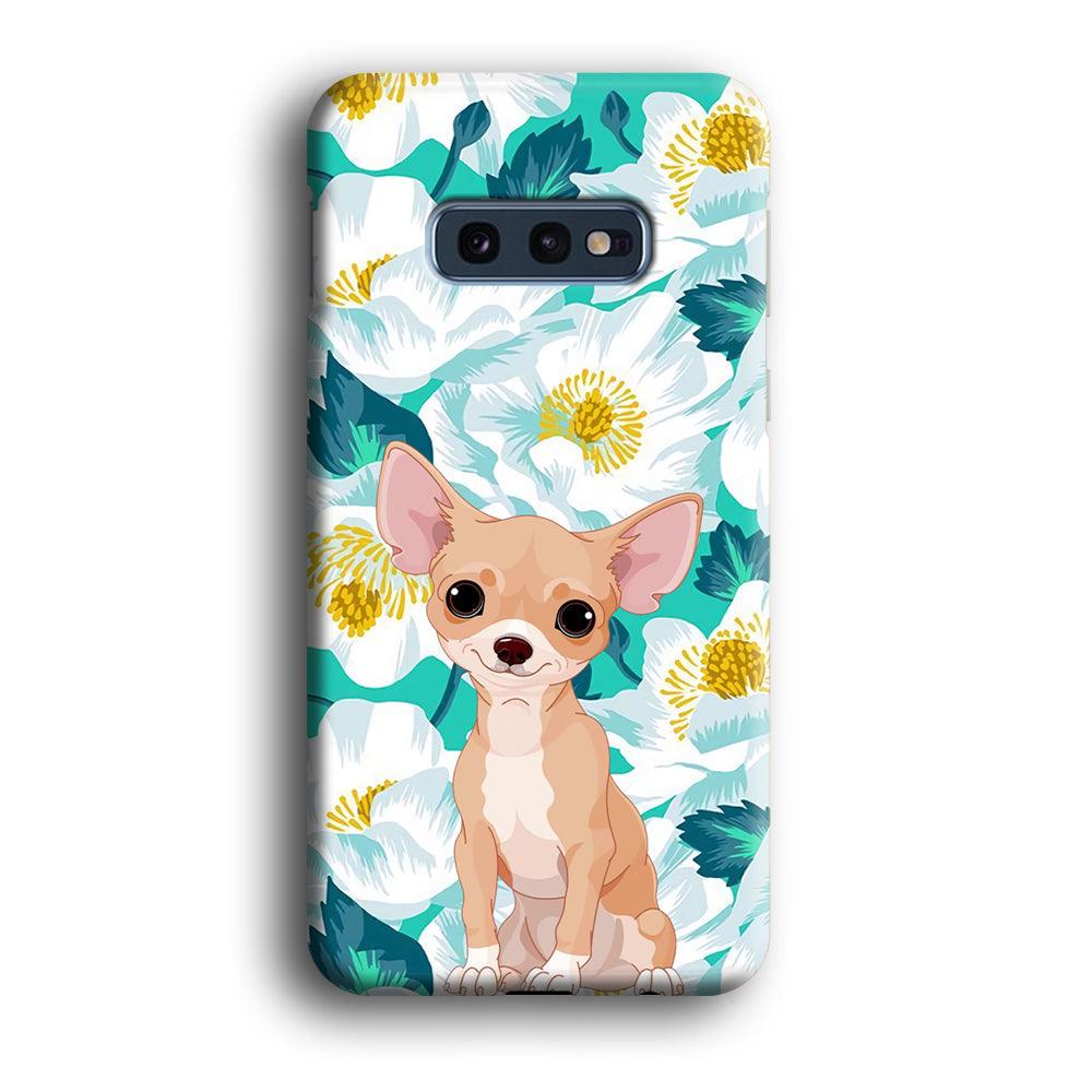 Chihuahua Dog and Flower Blue Samsung Galaxy S10E Case-Oxvistore