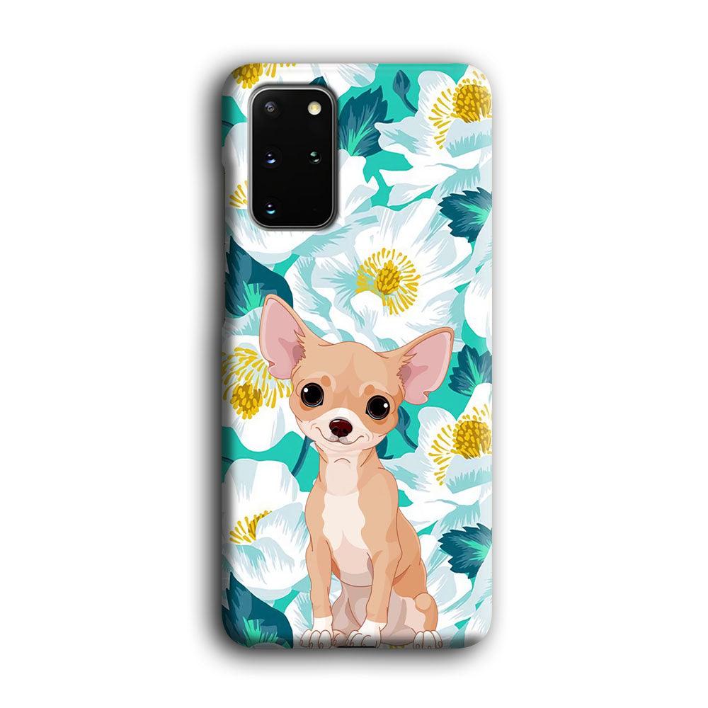 Chihuahua Dog and Flower Blue Samsung Galaxy S20 Plus Case-Oxvistore