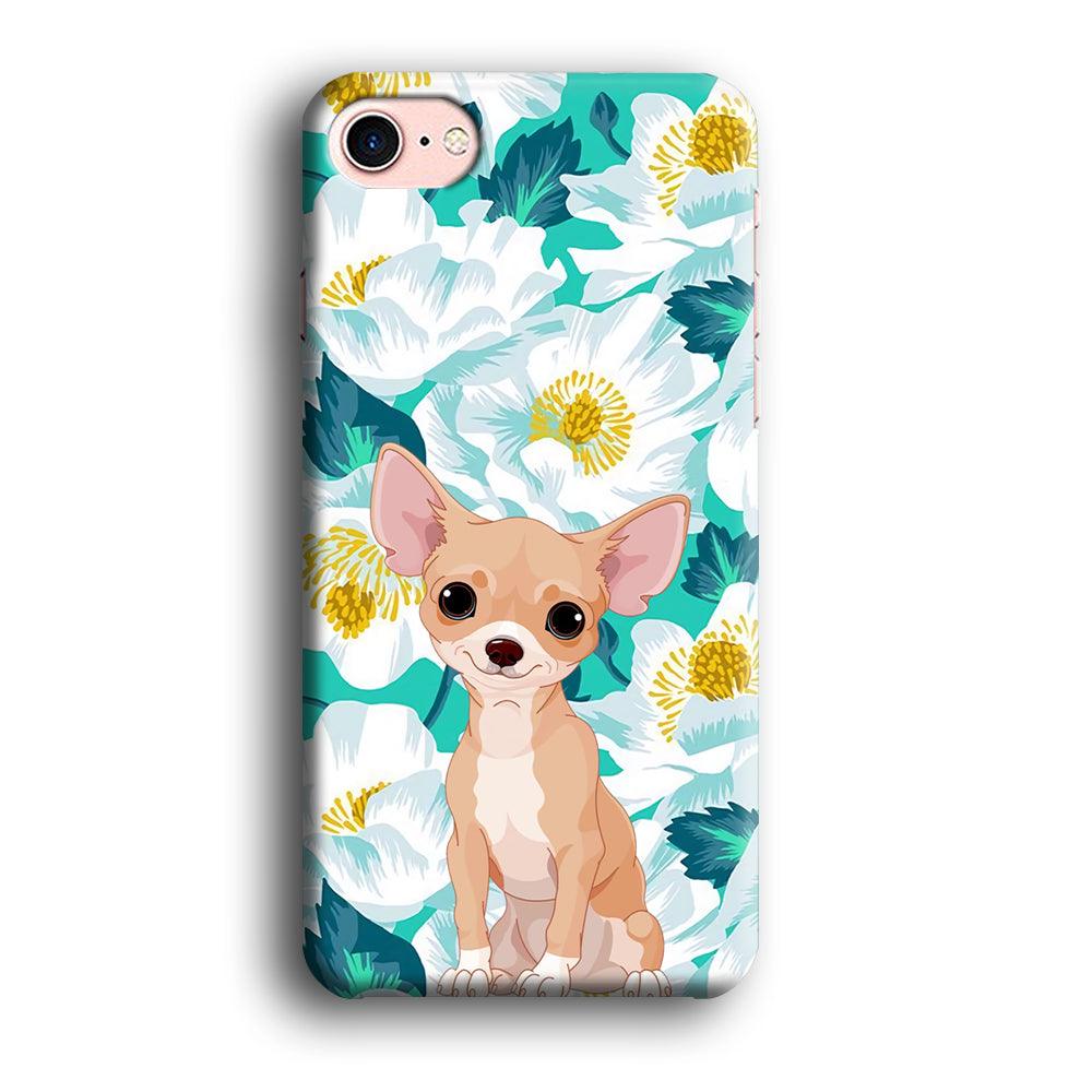 Chihuahua Dog and Flower Blue iPhone 8 Case-Oxvistore