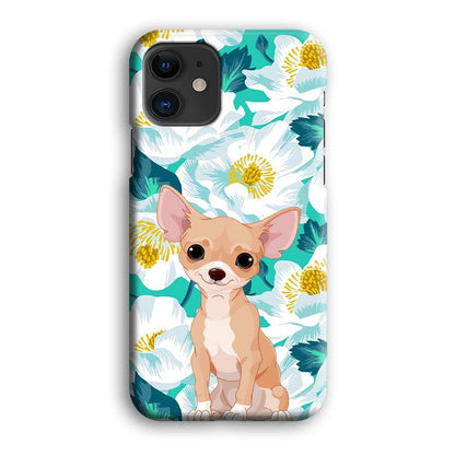 Chihuahua Dog and Flower Blue iPhone 12 Case-Oxvistore