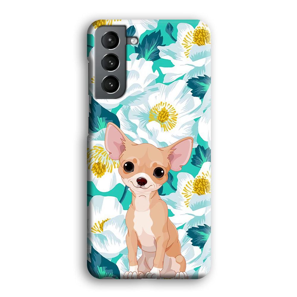 Chihuahua Dog and Flower Blue Samsung Galaxy S21 Plus Case-Oxvistore