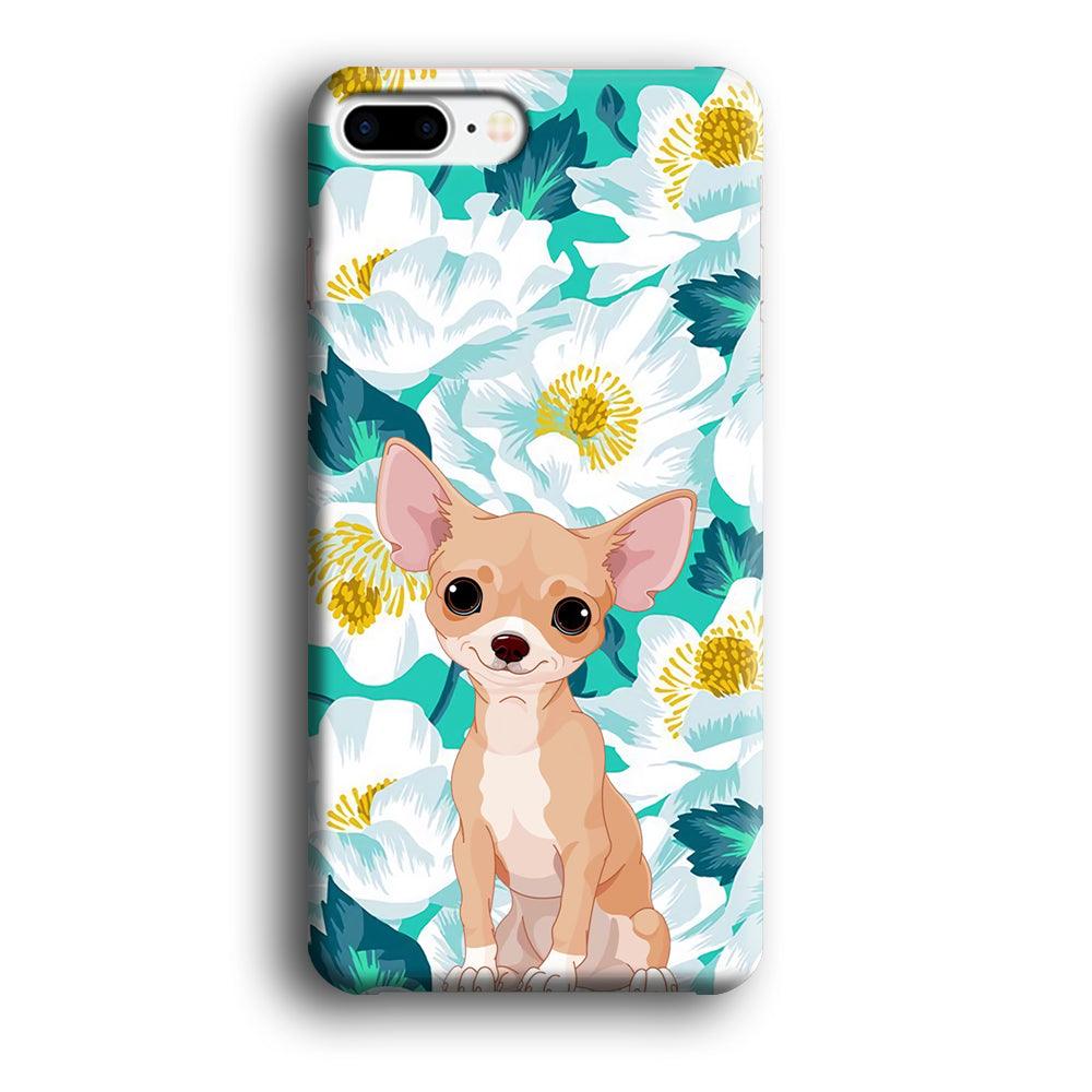 Chihuahua Dog and Flower Blue iPhone 8 Plus Case-Oxvistore