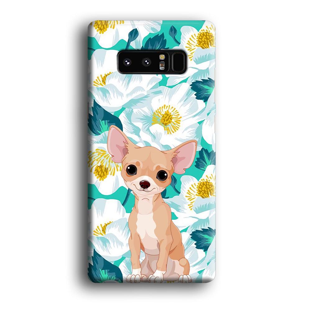 Chihuahua Dog and Flower Blue Samsung Galaxy Note 8 Case-Oxvistore