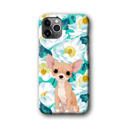 Chihuahua Dog and Flower Blue iPhone 11 Pro Max Case-Oxvistore