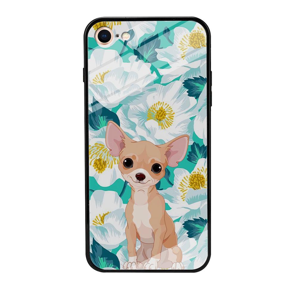 Chihuahua Dog and Flower Blue iPhone 8 Case-Oxvistore