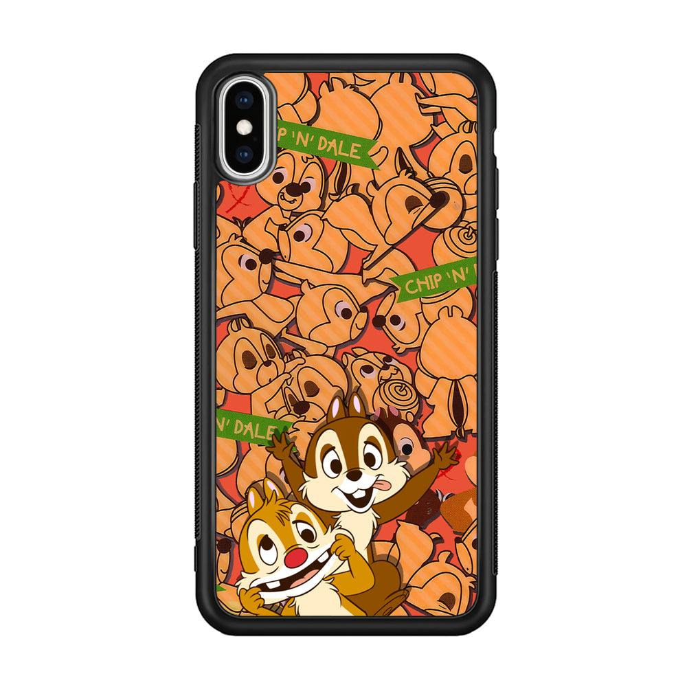 Chip N Dale Face of The Day iPhone XS Case-Rubber Black (2D Case)-Oxvistore