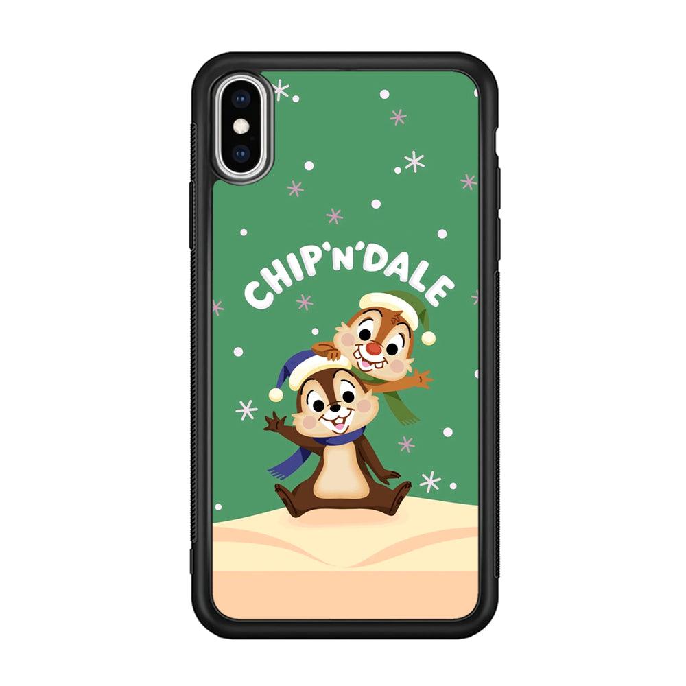 Chip N Dale Snow Night iPhone X Case-Rubber Black (2D Case)-Oxvistore