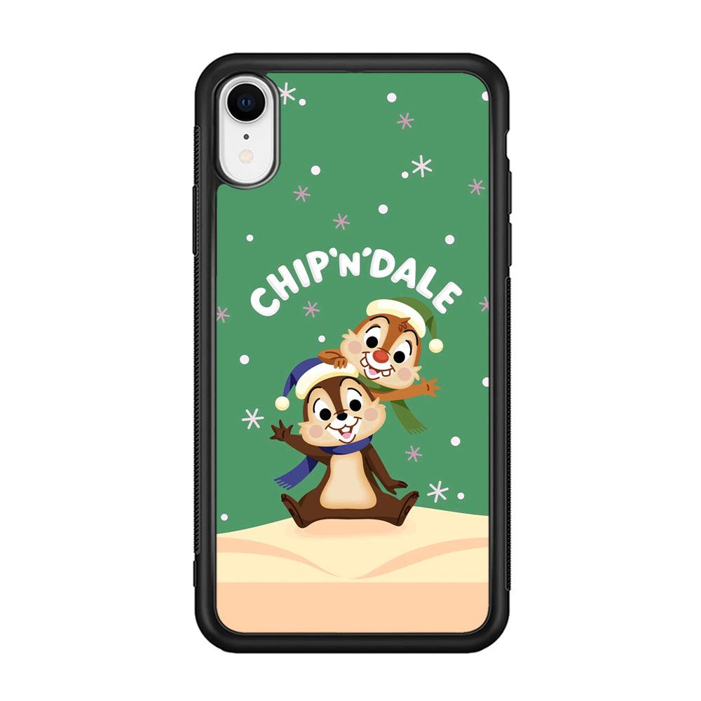 Chip N Dale Snow Night iPhone XR Case-Rubber Black (2D Case)-Oxvistore