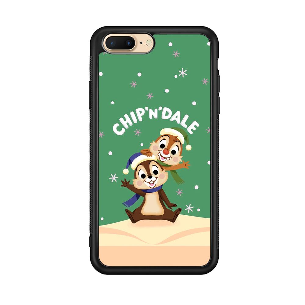 Chip N Dale Snow Night iPhone 8 Plus Case-Rubber Black (2D Case)-Oxvistore
