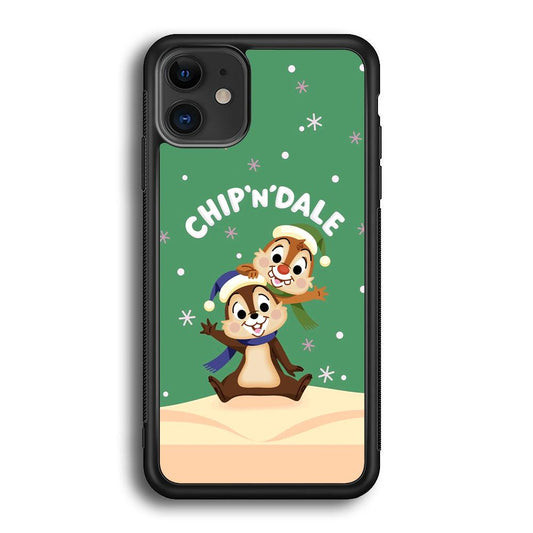 Chip N Dale Snow Night iPhone 11 Case-Rubber Black (2D Case)-Oxvistore
