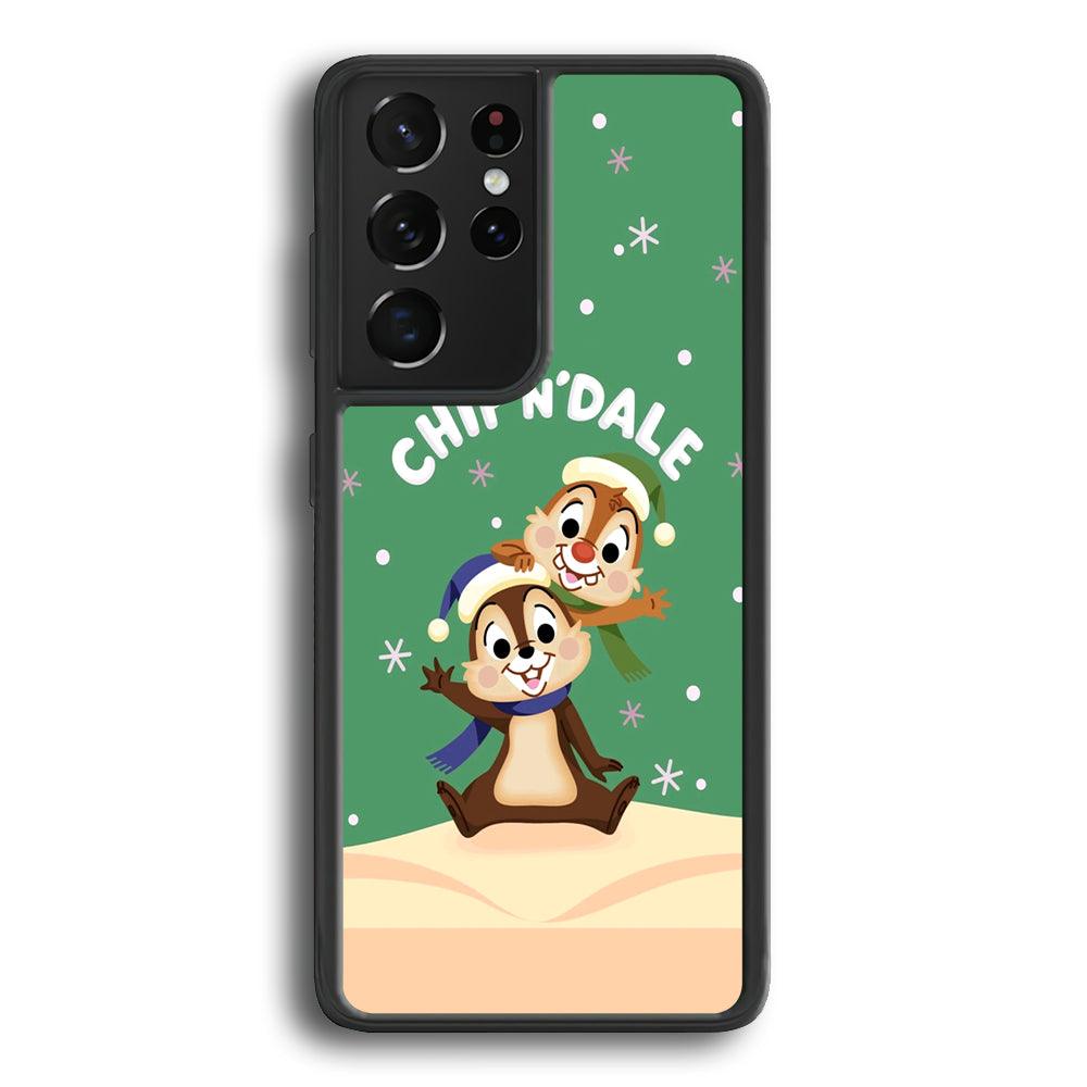 Chip N Dale Snow Night Samsung Galaxy S21 Ultra Case-Rubber Black (2D Case)-Oxvistore