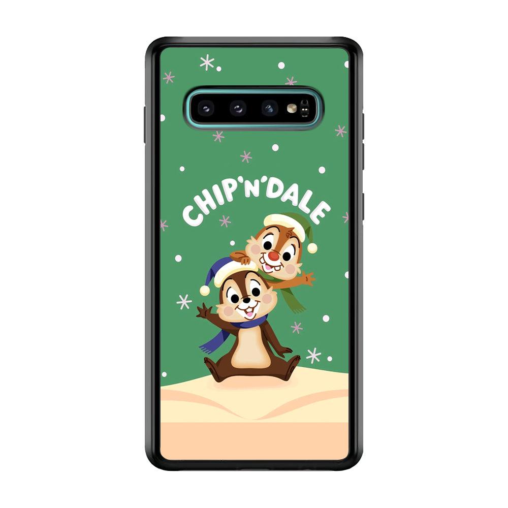 Chip N Dale Snow Night Samsung Galaxy S10 Case-Rubber Black (2D Case)-Oxvistore