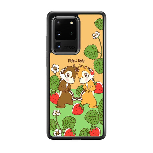 Chip N Dale Strawberry Field Samsung Galaxy S20 Ultra Case-Rubber Black (2D Case)-Oxvistore