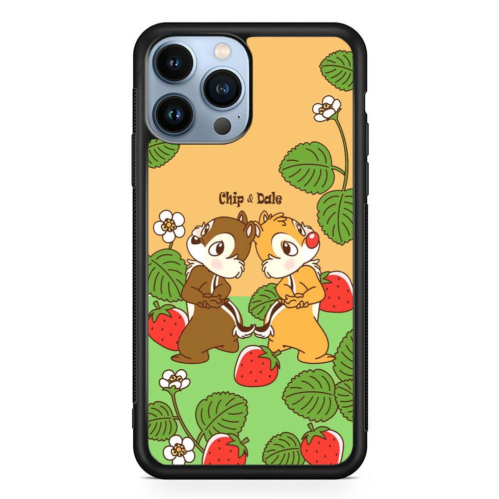 Chip N Dale Strawberry Field iPhone 13 Pro Max Case-Rubber Black (2D Case)-Oxvistore