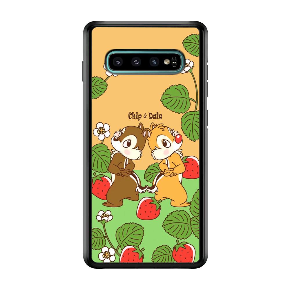 Chip N Dale Strawberry Field Samsung Galaxy S10 Case-Rubber Black (2D Case)-Oxvistore