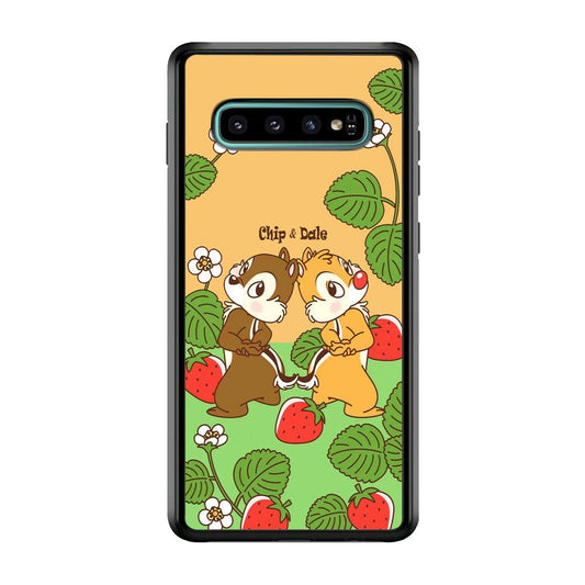 Chip N Dale Strawberry Field Samsung Galaxy S10 Case-Rubber Black (2D Case)-Oxvistore