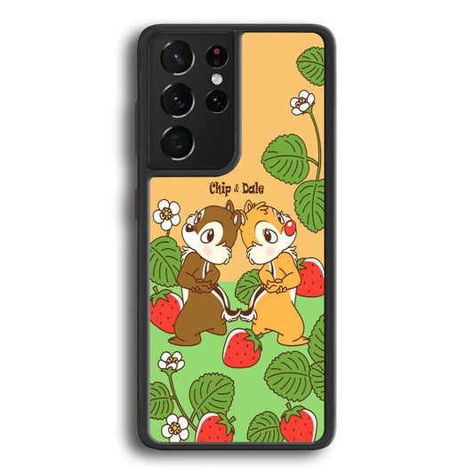 Chip N Dale Strawberry Field Samsung Galaxy S21 Ultra Case-Rubber Black (2D Case)-Oxvistore