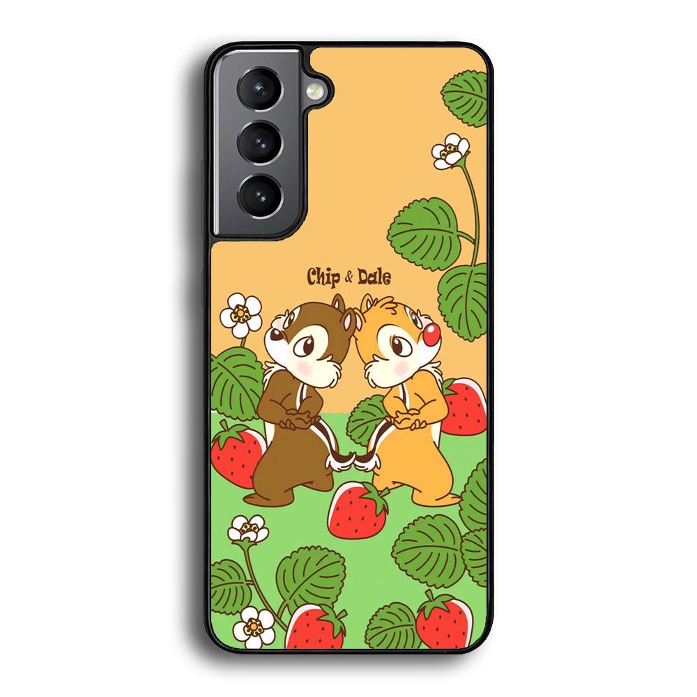 Chip N Dale Strawberry Field Samsung Galaxy S23 Case-Rubber Black (2D Case)-Oxvistore