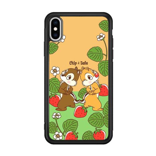Chip N Dale Strawberry Field iPhone X Case-Rubber Black (2D Case)-Oxvistore