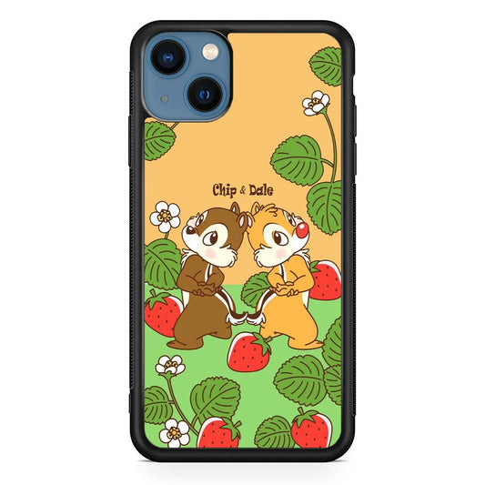 Chip N Dale Strawberry Field iPhone 14 Case-Rubber Black (2D Case)-Oxvistore
