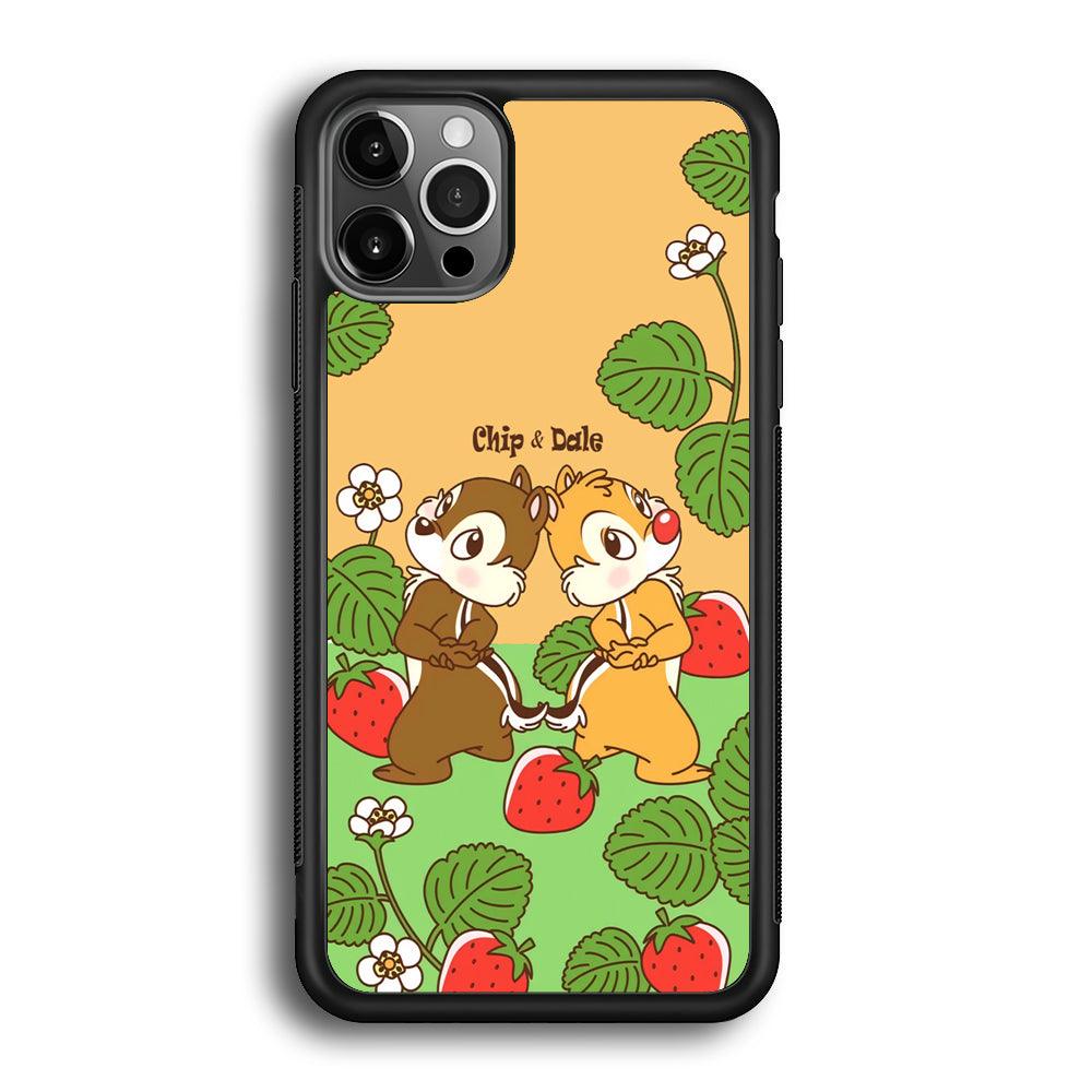 Chip N Dale Strawberry Field iPhone 12 Pro Case-Rubber Black (2D Case)-Oxvistore