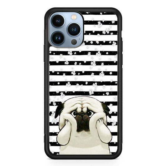 Chubby Face Pug iPhone 15 Pro Case-Rubber White (2D Case)-Oxvistore
