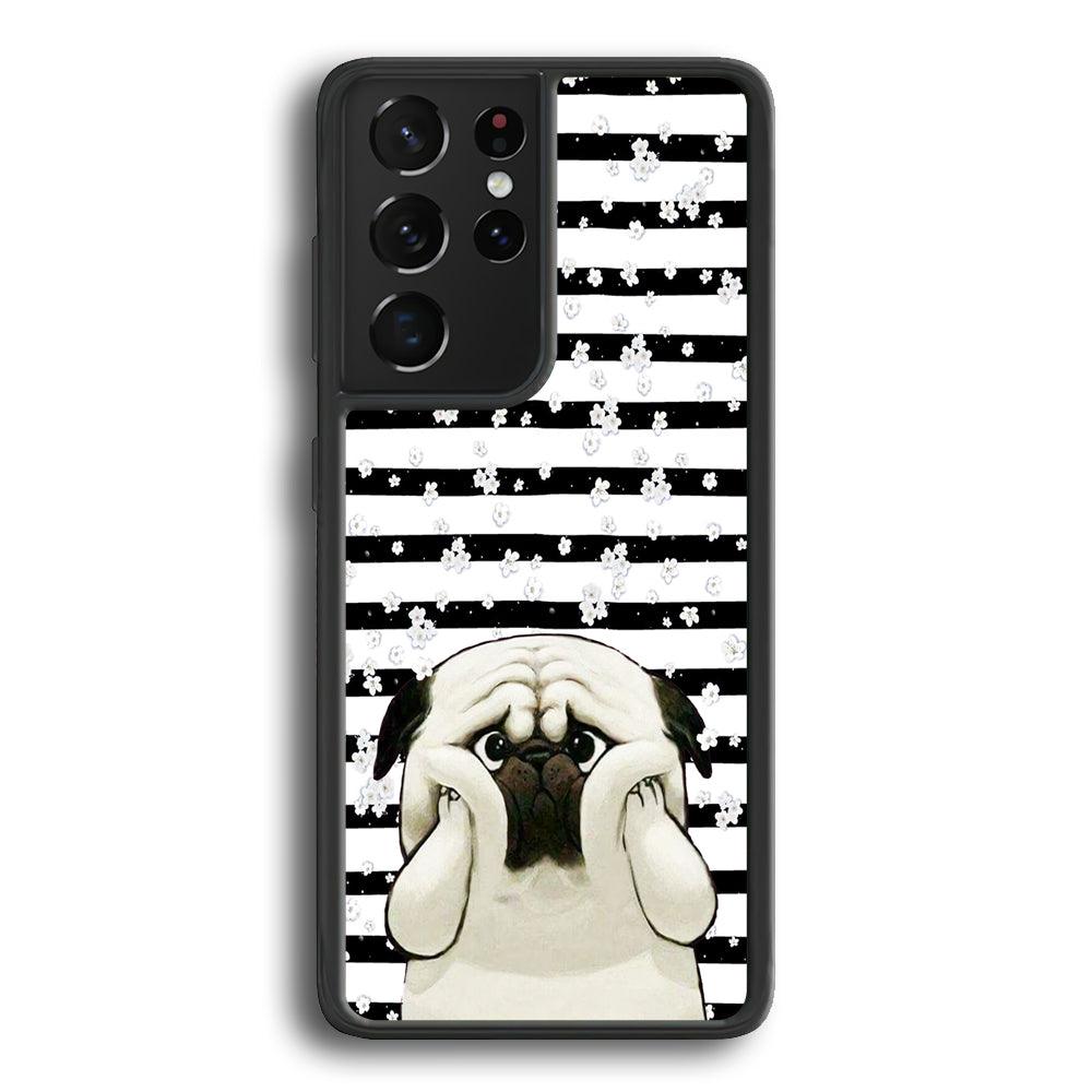 Chubby Face Pug Samsung Galaxy S22 Ultra Case-Rubber Black (2D Case)-Oxvistore