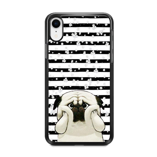 Chubby Face Pug iPhone XR Case-Rubber Black (2D Case)-Oxvistore
