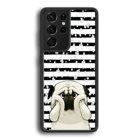 Chubby Face Pug Samsung Galaxy S23 Ultra Case-Rubber Black (2D Case)-Oxvistore