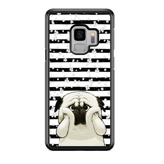 Chubby Face Pug Samsung Galaxy S9 Case-Rubber White (2D Case)-Oxvistore
