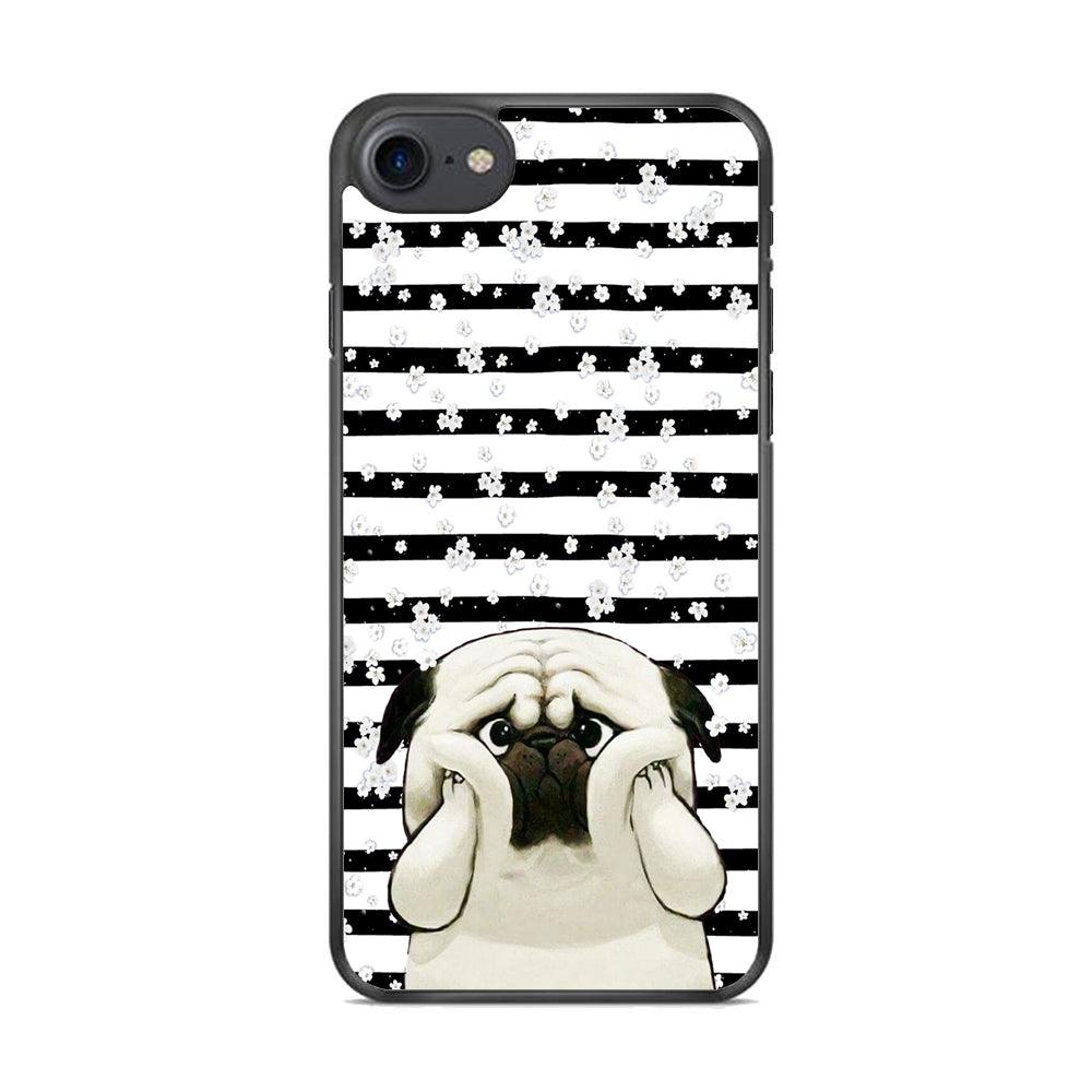 Chubby Face Pug iPhone 7 Case-Rubber White (2D Case)-Oxvistore